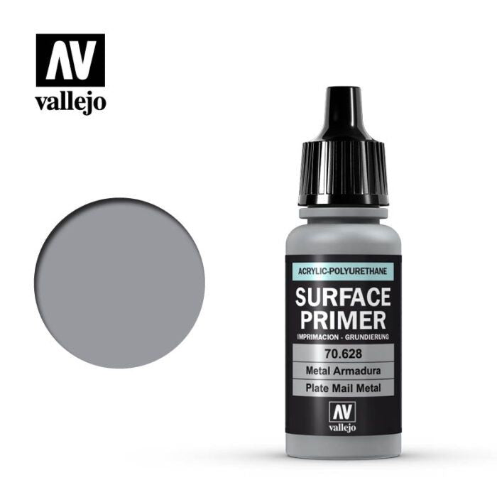 Vallejo Surface Primer 17ml Acrylic Paint - Plate Metal 70628