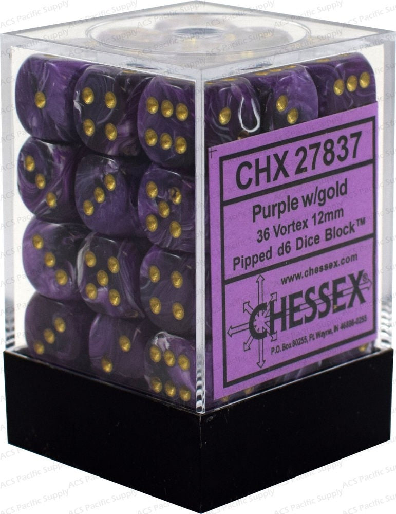 Chessex - Vortex 12mm D6 Set - Purple/Gold (CHX27837)