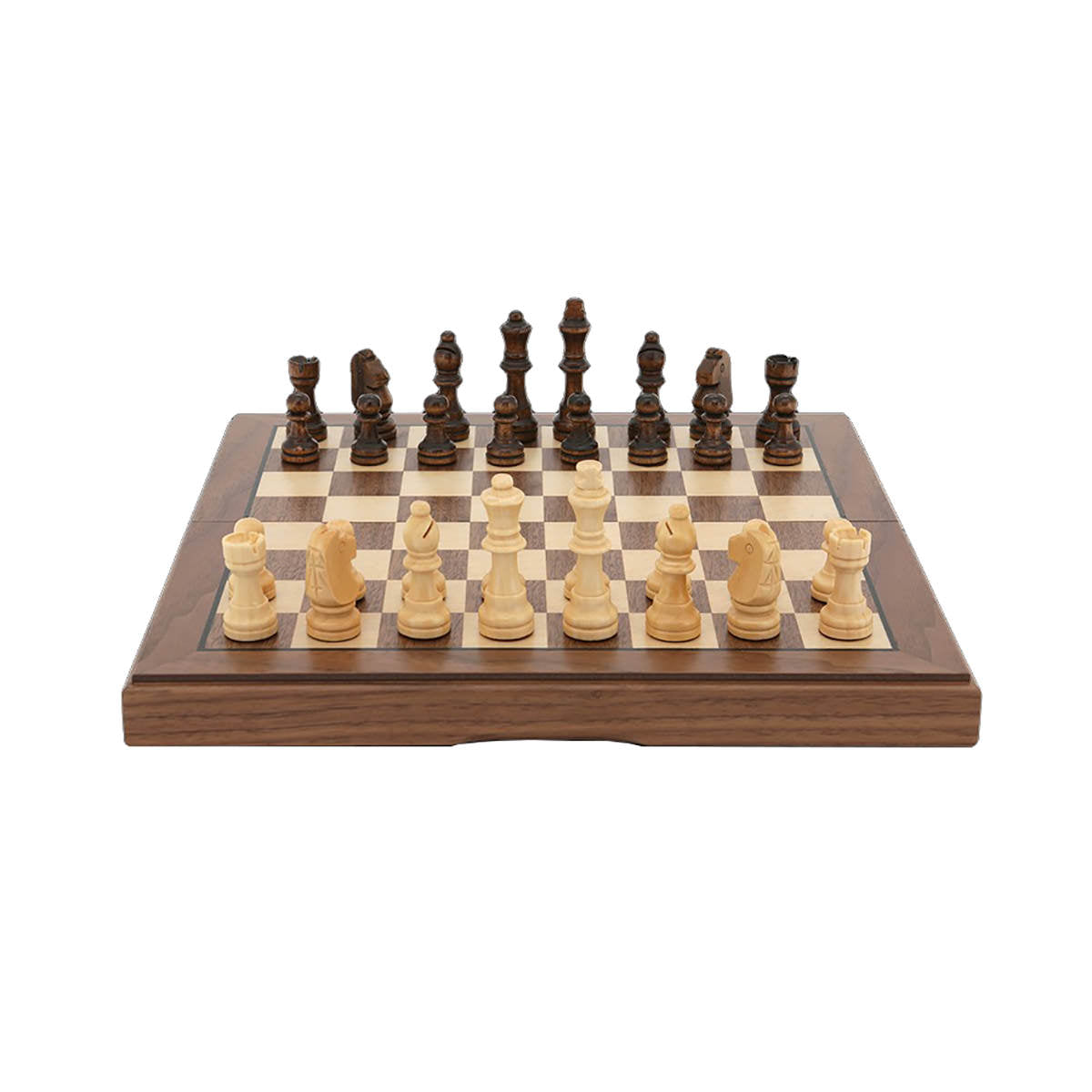 Dal Rossi Chess Set Folding Walnut Inlaid 12 Inch
