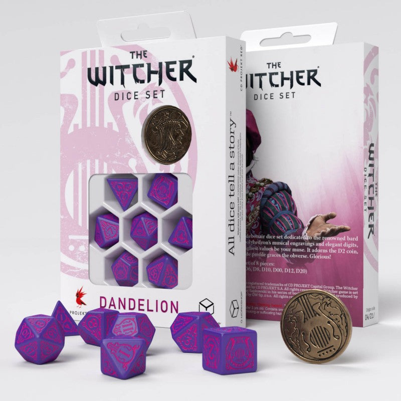 Q Workshop - The Witcher Dice Set Dandelion - the Hearts Conqueror Dice Set With Coin