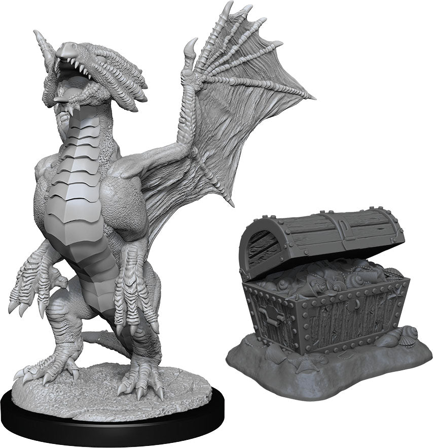 Dungeons &amp; Dragons - Nolzurs Marvelous Unpainted Miniatures Bronze Dragon Wyrmling &amp; Pile of Sea Found Treasure